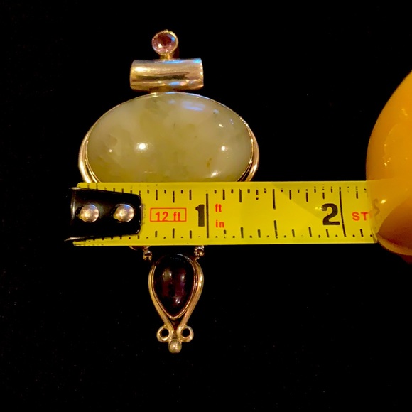 Sterling Moonstone, Peridot, & Amethyst Pendant - Vintage - Picture 8 of 9